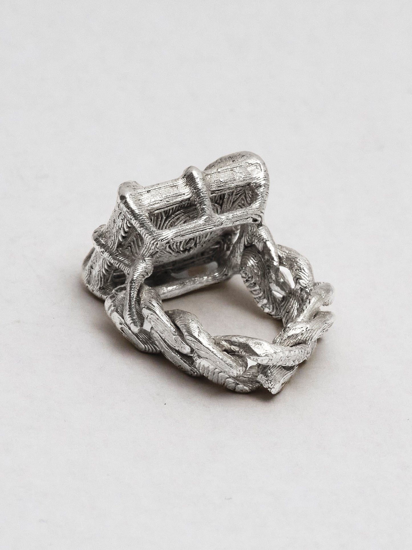 PHAT LOOSE LINK PINKY RING - 925 - Textured