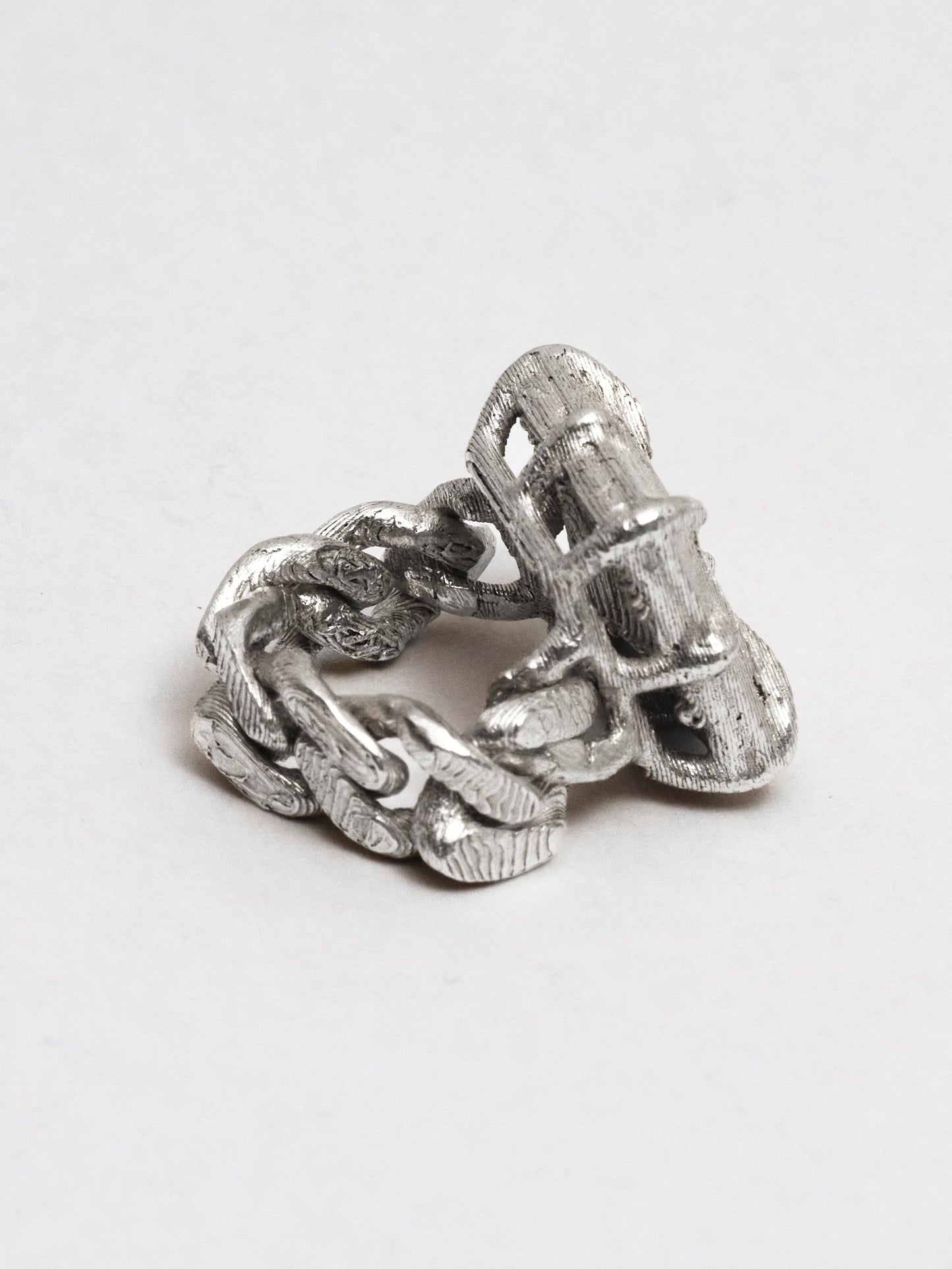 PHAT LOOSE LINK PINKY RING - 925 - Textured