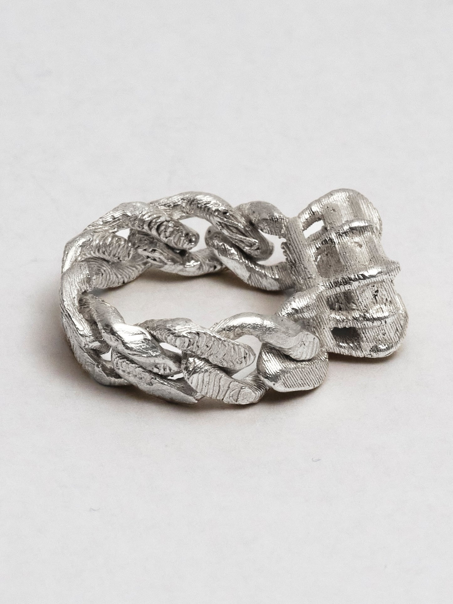 THE ROHMA LOOSE LINK PINKY RING - 925 - Textured