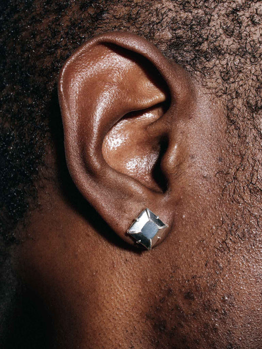 Large Princess Stud – Single – Silver