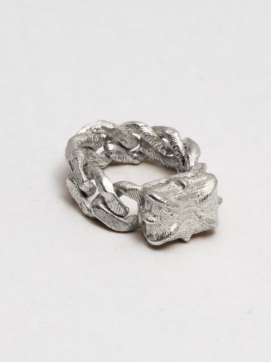 THE ROHMA LOOSE LINK PINKY RING - 925 - Textured