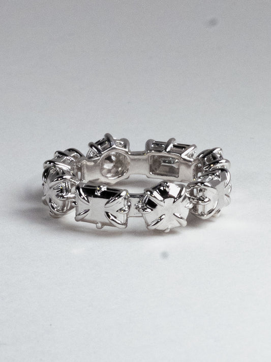 Twin Amy Ring - Polished 925 Silver Dual-Stone